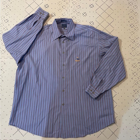 🌼 clearance FACONNABLE button down shirt XXL‎ Blue orange Multi Stripe Shirt - Picture 1 of 8
